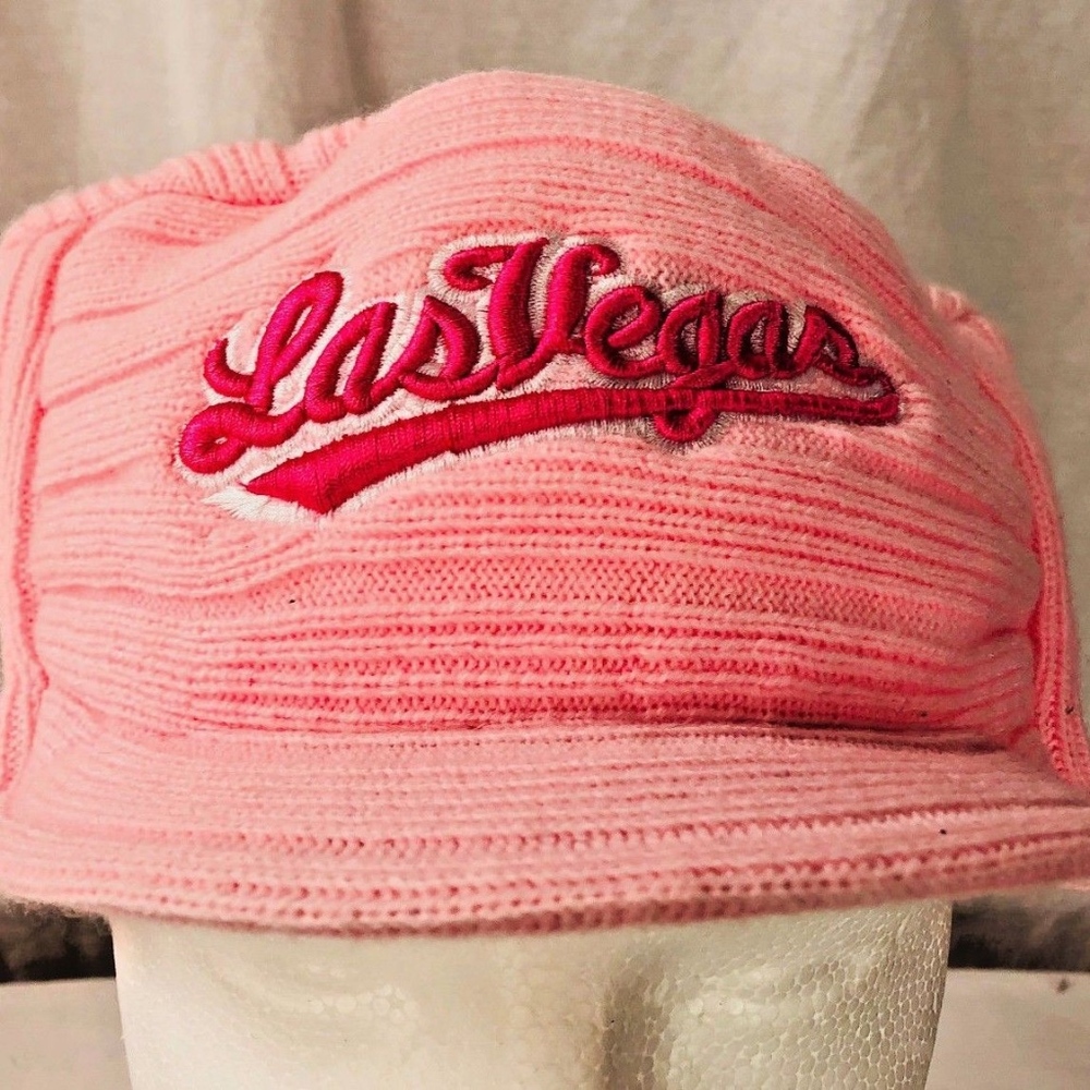 Las Vegas Cap Pink Rib Knit One Size